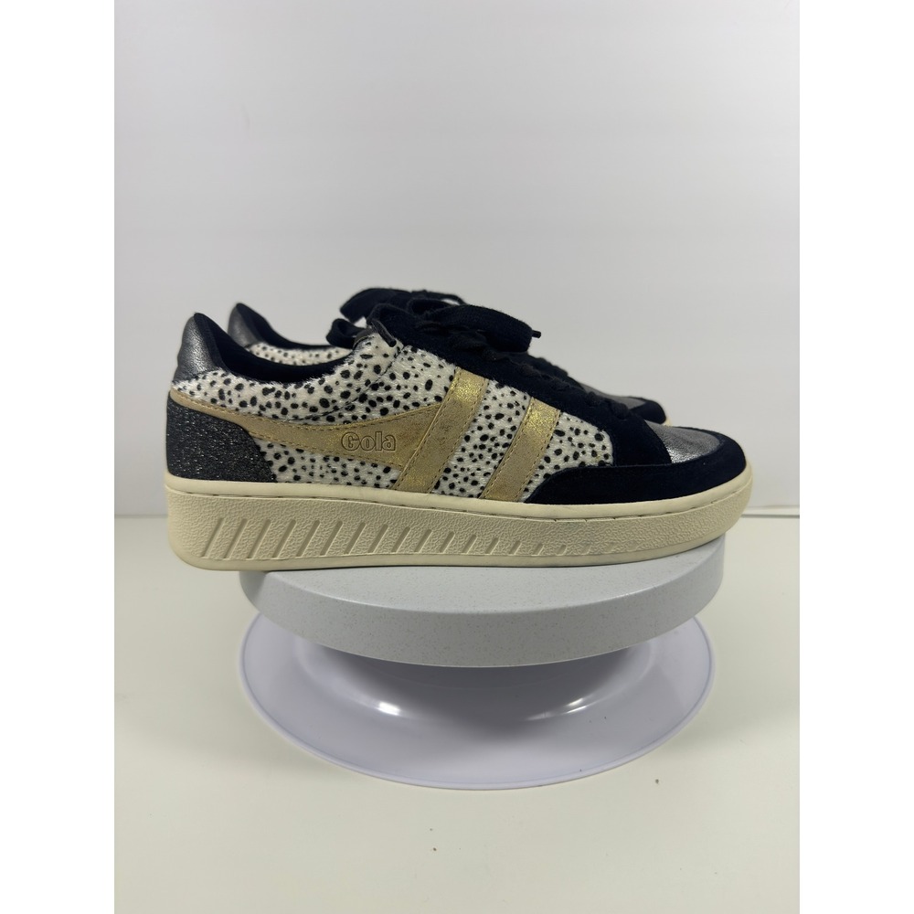 Gola Superslam Women's Sneakers Low Top Black Gold Cheetah Faux Fur Size 9‎ - Picture 6 of 14